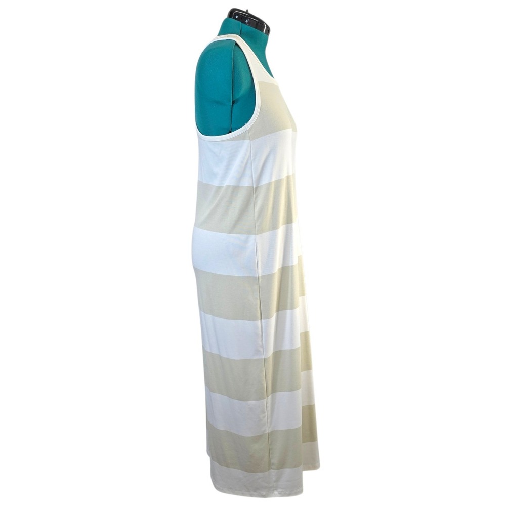 Splendid Striped Maxi Dress Halter Tank Style Beige White Large Vacation - Picture 4 of 9